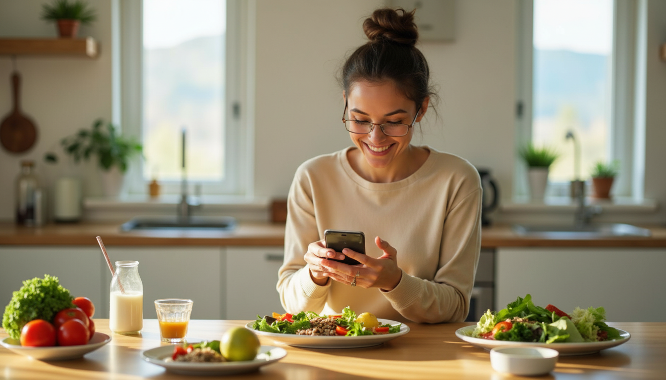 Person tracking meal with smartphone