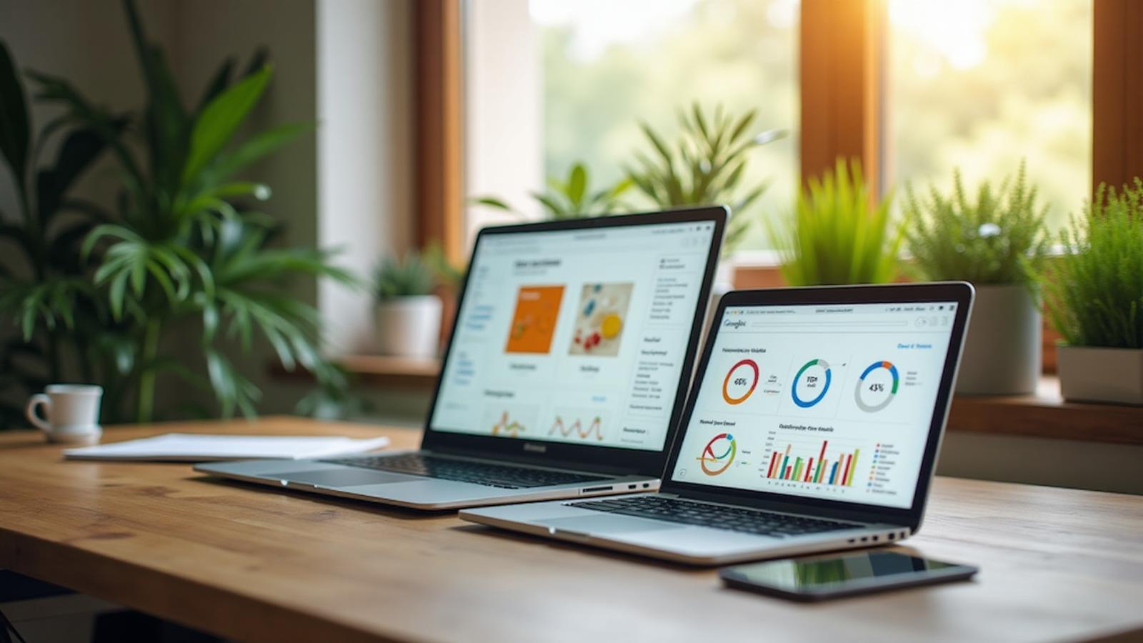 Modern workspace with nutrition analytics